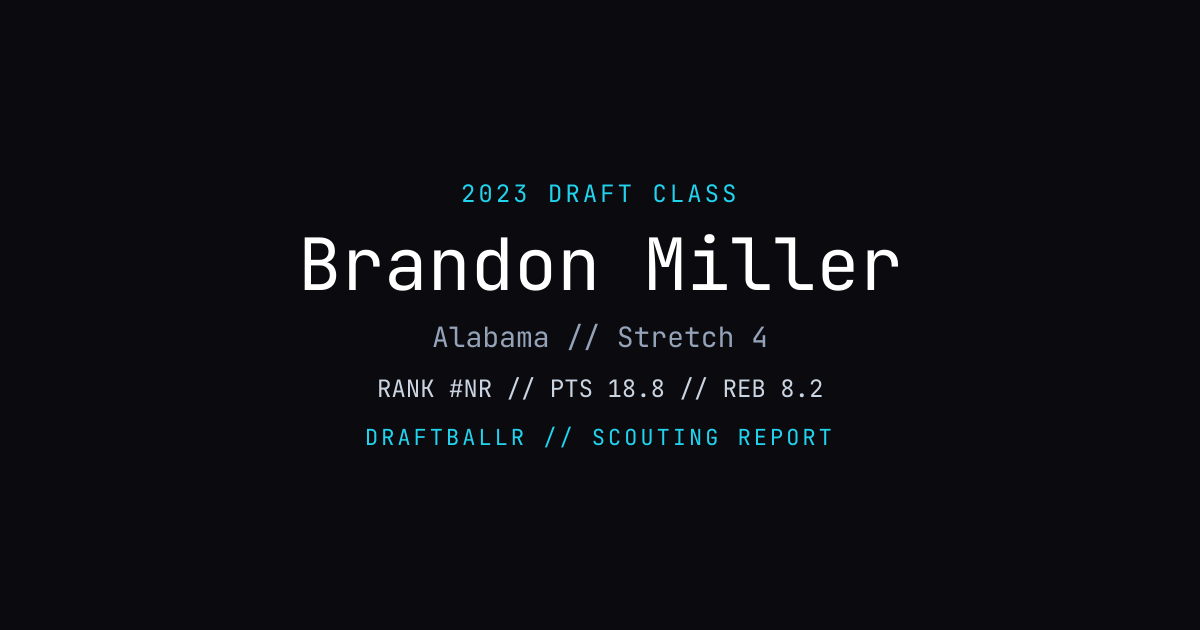 Brandon Miller - 2023 NBA Draft Profile | DRAFTBALLR | DRAFTBALLR