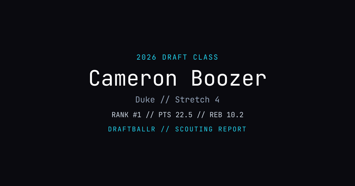 Cameron Boozer - 2026 NBA Draft Profile | DRAFTBALLR | DRAFTBALLR