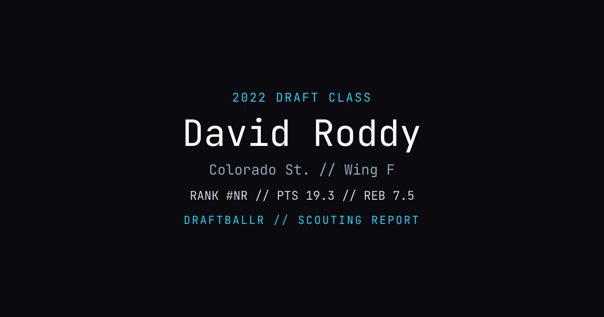 David Roddy - 2022 NBA Draft Profile | DRAFTBALLR | DRAFTBALLR