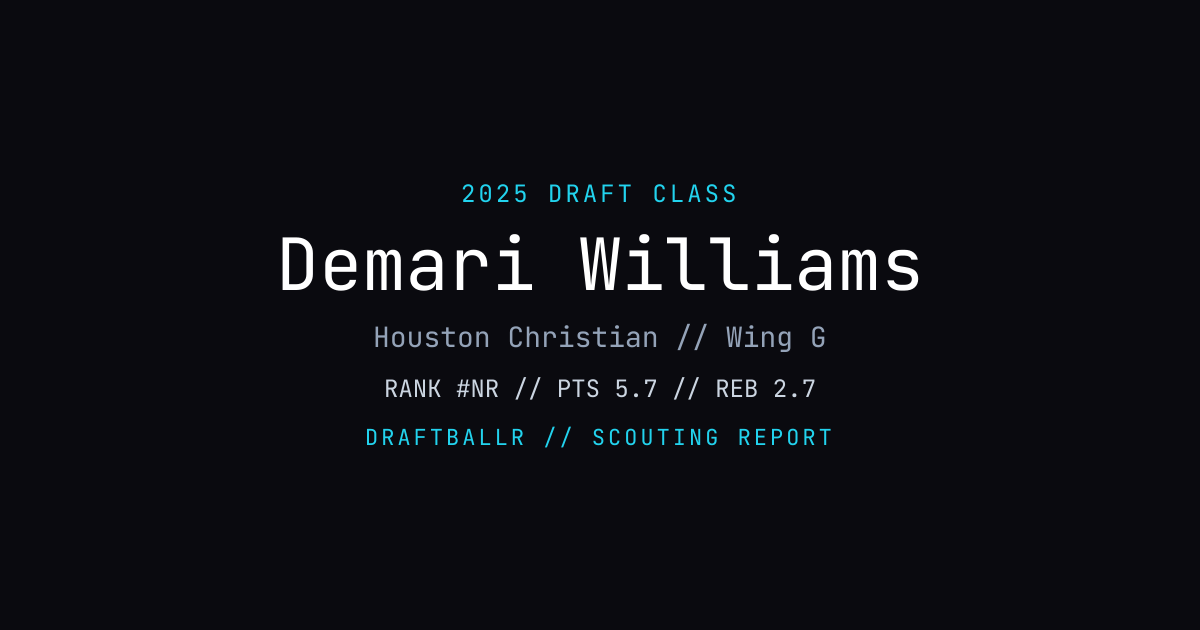 Demari Williams - 2025 NBA Draft Profile | DRAFTBALLR | DRAFTBALLR