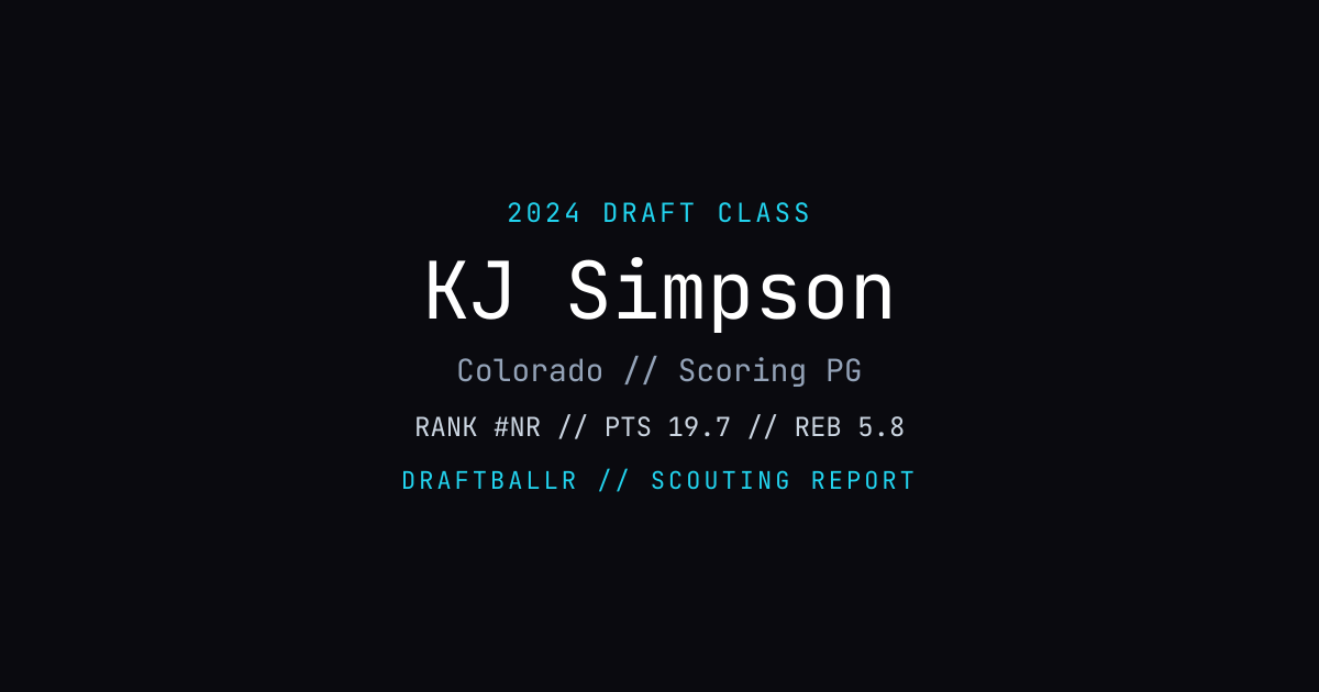 KJ Simpson - 2024 NBA Draft Profile | DRAFTBALLR | DRAFTBALLR