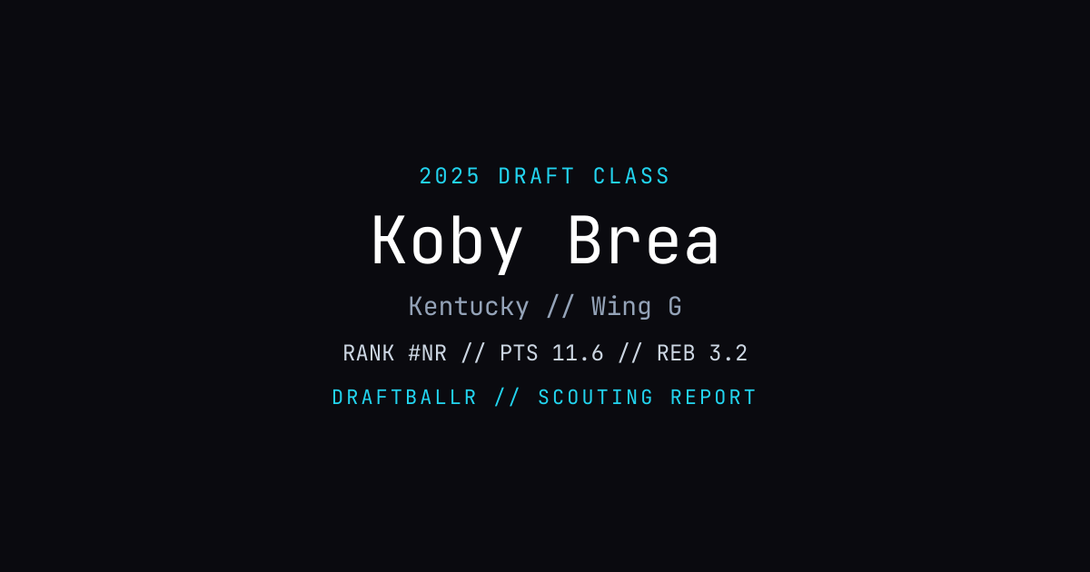 Koby Brea - 2025 NBA Draft Profile | DRAFTBALLR | DRAFTBALLR