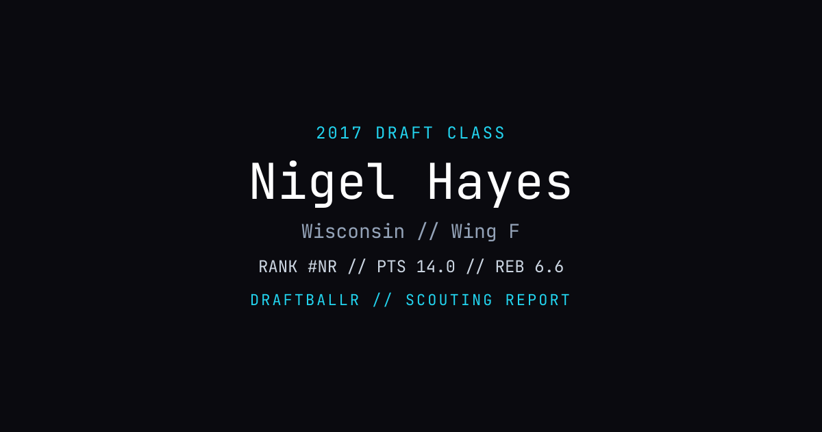 Nigel Hayes - 2017 NBA Draft Profile | DRAFTBALLR | DRAFTBALLR