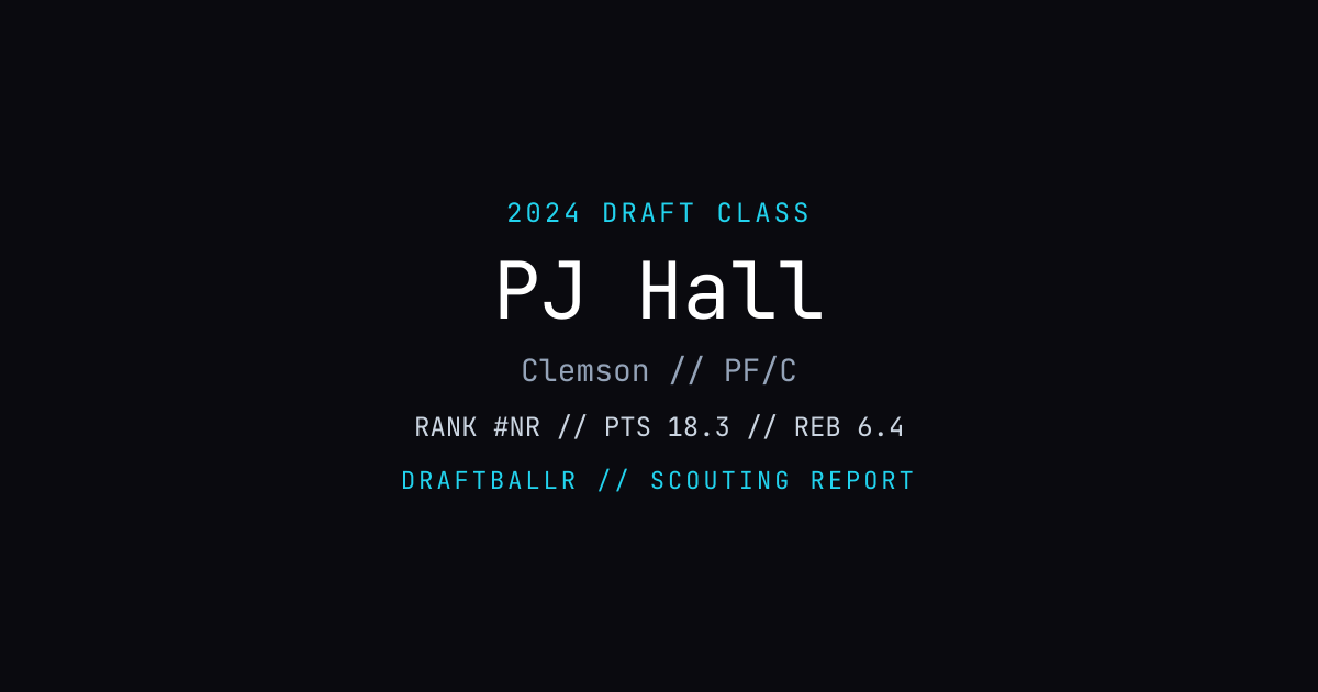 PJ Hall - 2024 NBA Draft Profile | DRAFTBALLR | DRAFTBALLR