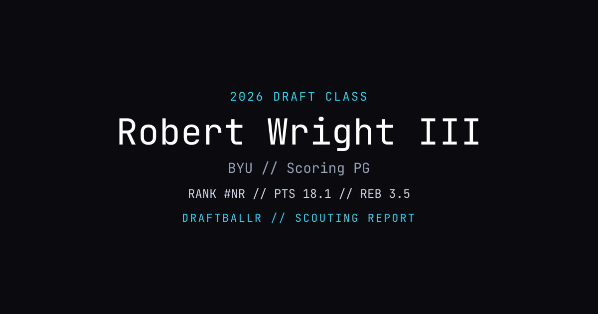 Robert Wright III - 2026 NBA Draft Profile | DRAFTBALLR | DRAFTBALLR