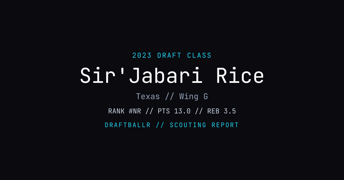Sir'Jabari Rice - 2023 NBA Draft Profile | DRAFTBALLR | DRAFTBALLR