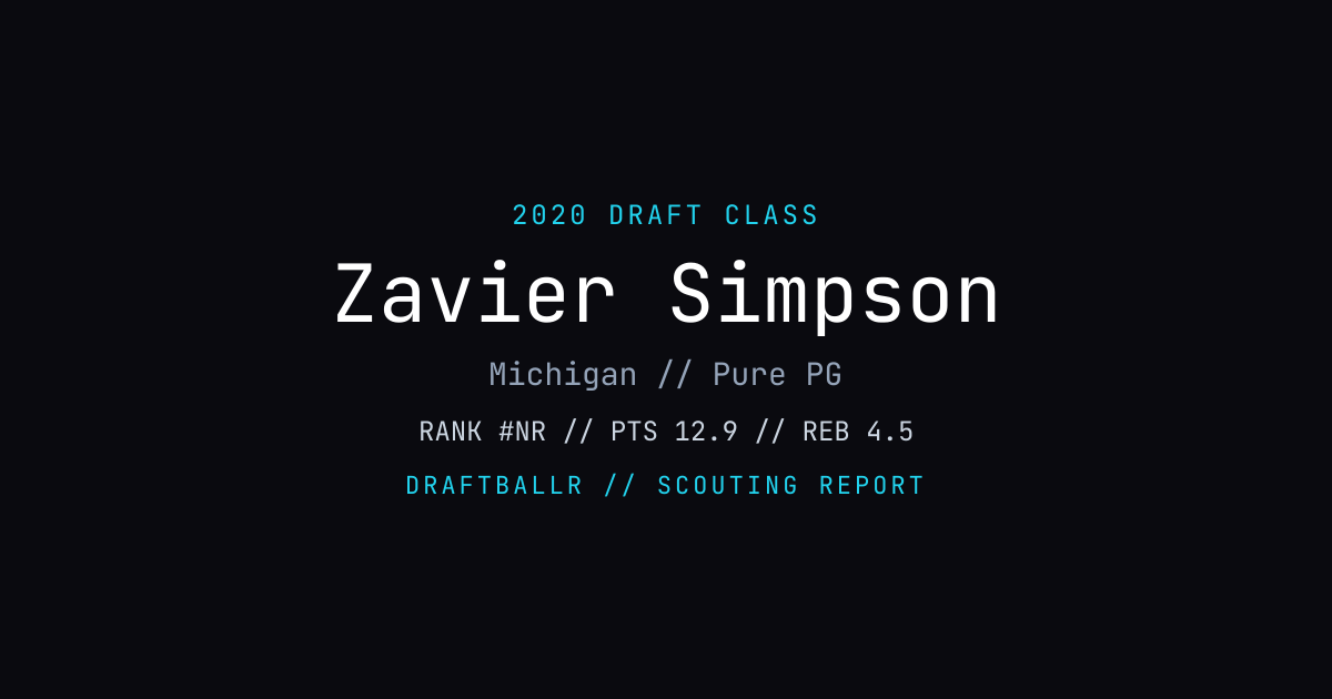 Zavier Simpson - 2020 NBA Draft Profile | DRAFTBALLR | DRAFTBALLR